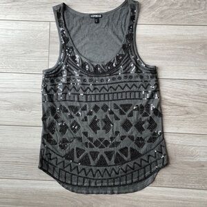 Express Gray Sequence Tank Top